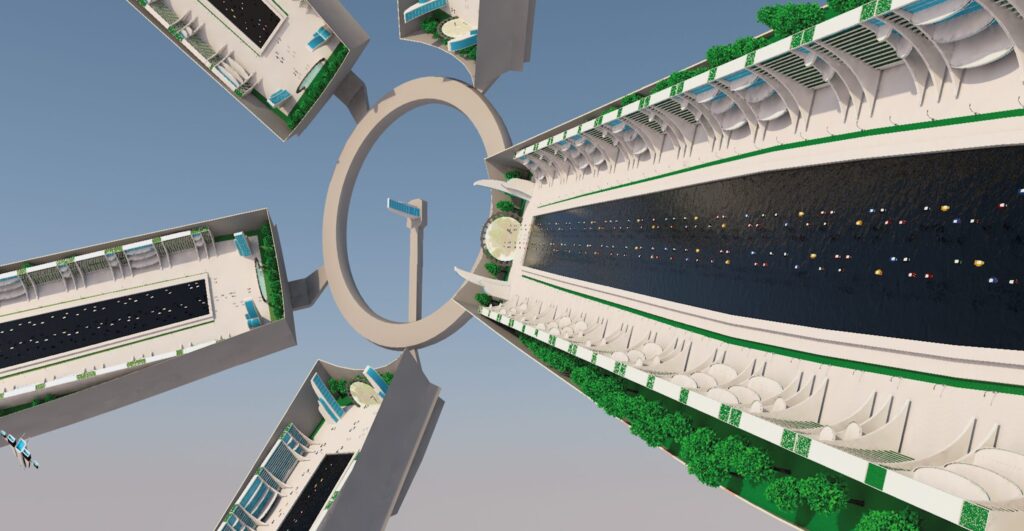 3D vizualizacija grada budućnosti: svemirska postaja s prstenom (Marta Jagačić)