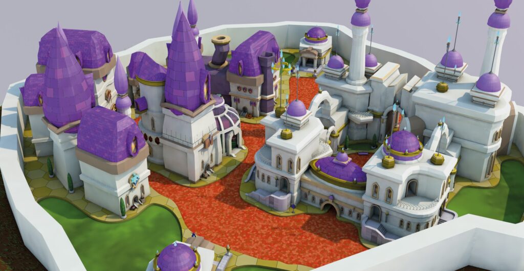 3D vizualizacija grada budućnosti: grad ljubičastih kupola (Lovro Iljaš)